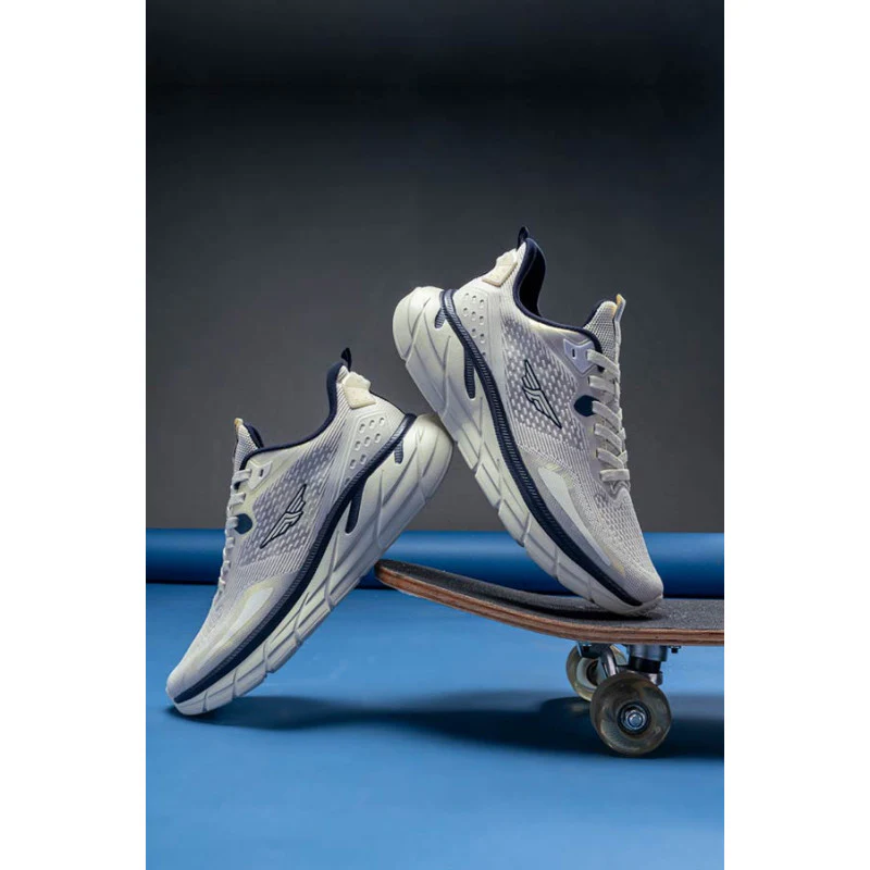 Beige Sports Shoes for Men's- Lace-Up Shoes, Perfect Walking & Running Shoes for Men