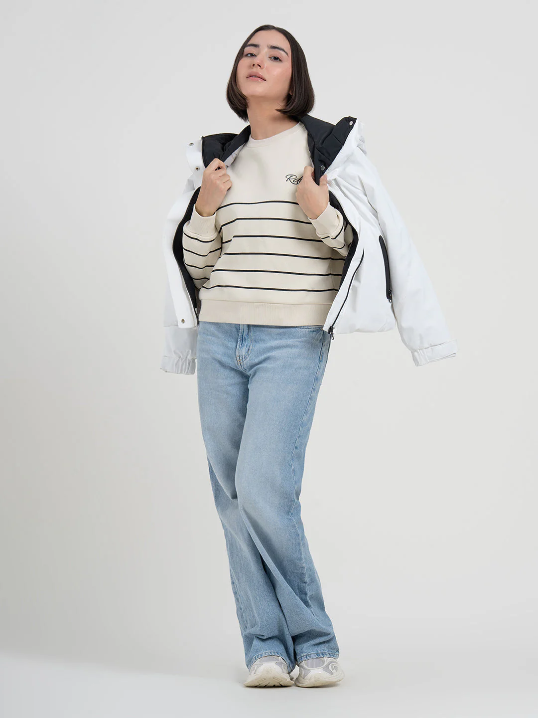 Beige Striped Sweatshirt for Women | Sweatshirt for Everyday Style
