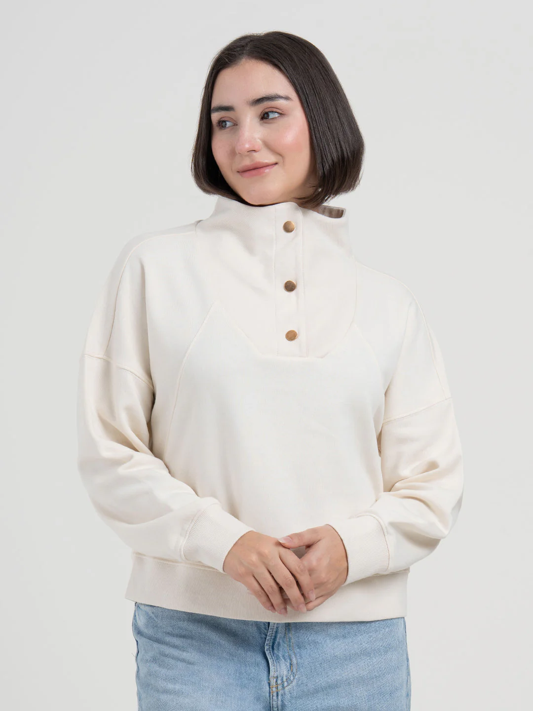 Beige Sweatshirt for Women | For Refined Everyday Look - Image 8