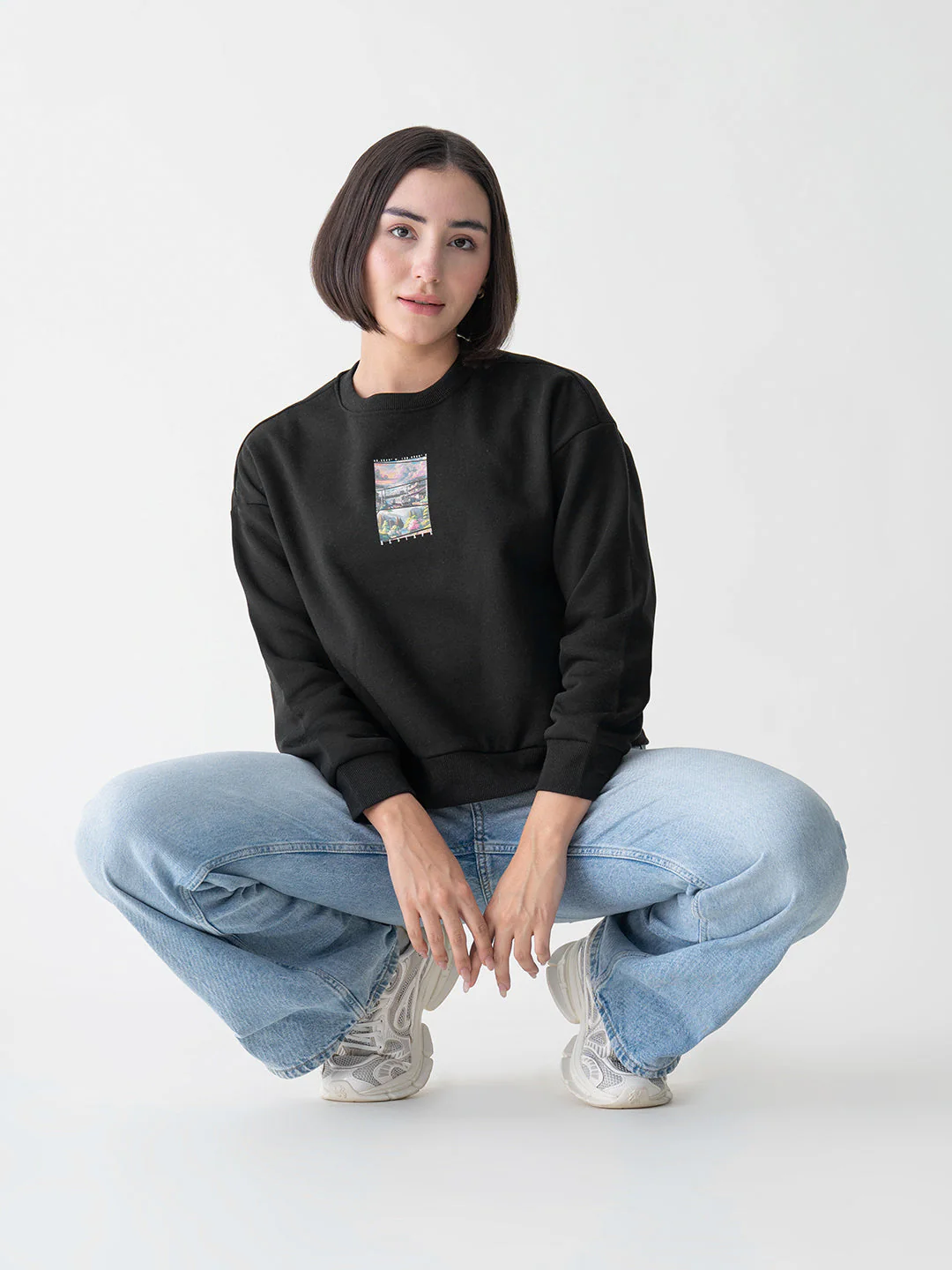 Black Graphic Sweatshirt for Women | Sweatshirts for Women for Winter Comfort