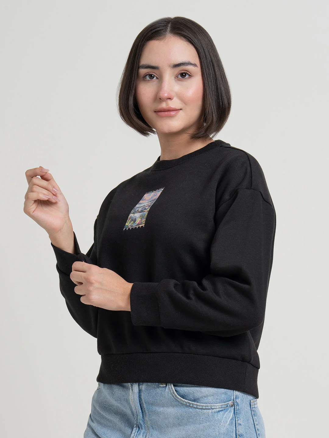 Black Graphic Sweatshirt for Women | Sweatshirts for Women for Winter Comfort - Image 8