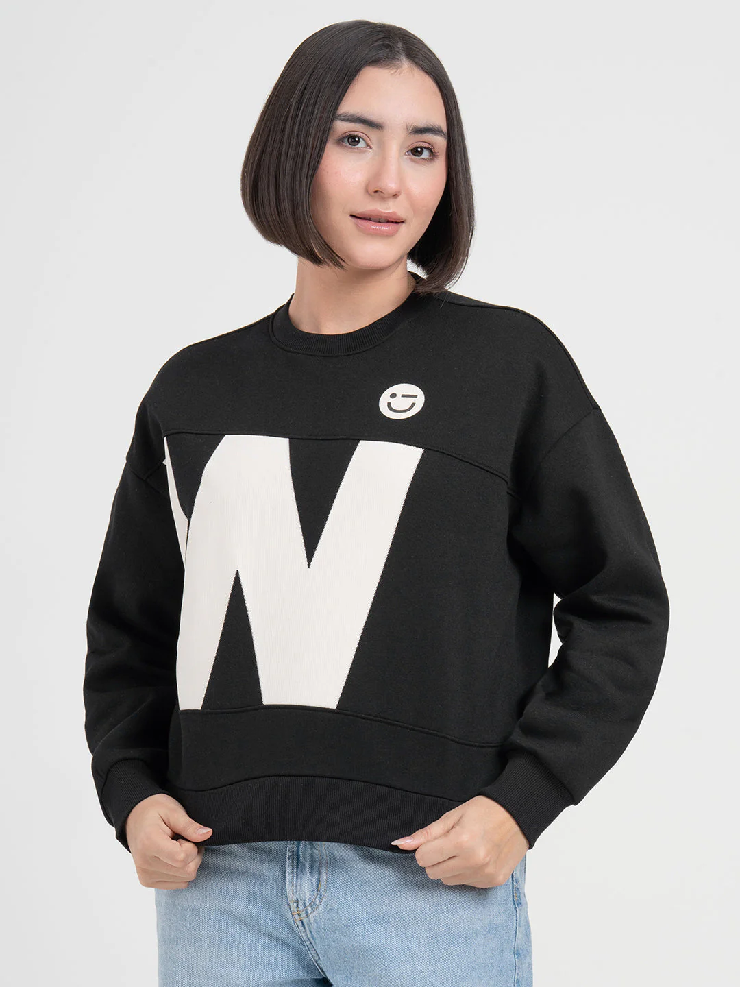 Black Graphic Sweatshirt for Women | Casual Everyday Comfort - Image 3