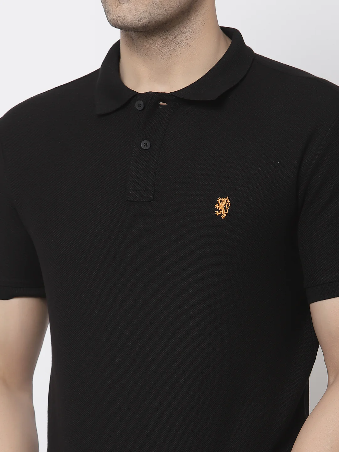 Black Solid Pure Cotton Men's T-Shirt - Image 4