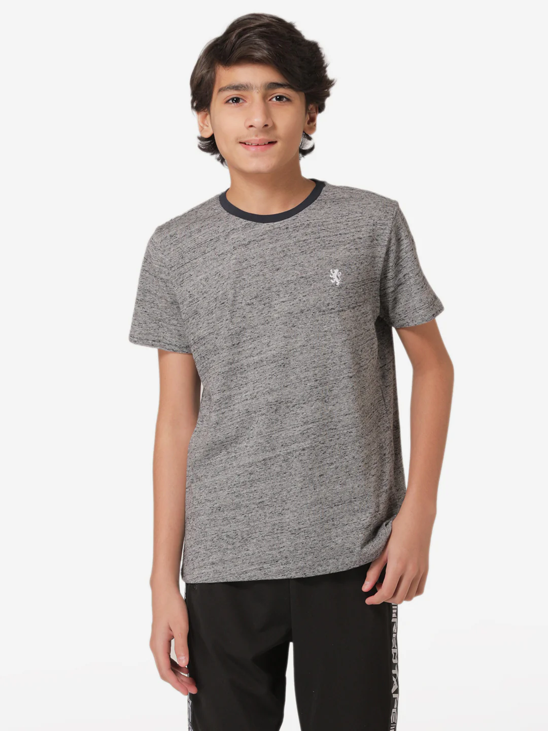 Boy's Charcoal Melange Round Neck T-Shirt