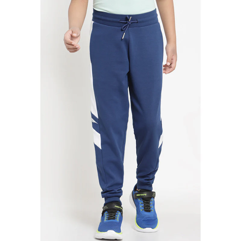 Boys Blue Color Block Joggers