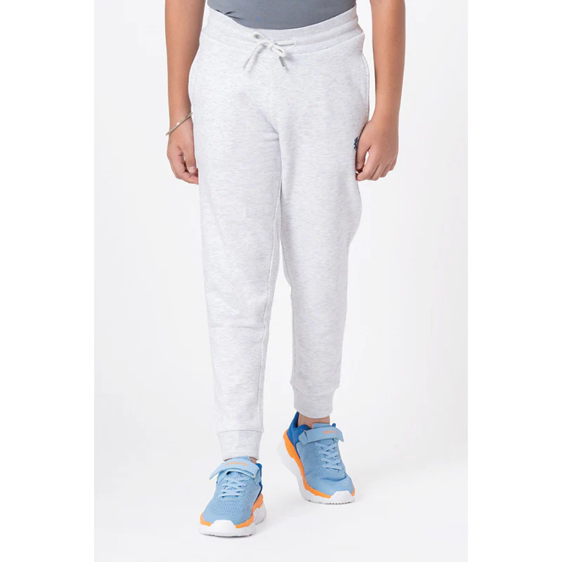 Boy's Light Grey Melange Solid Jogger