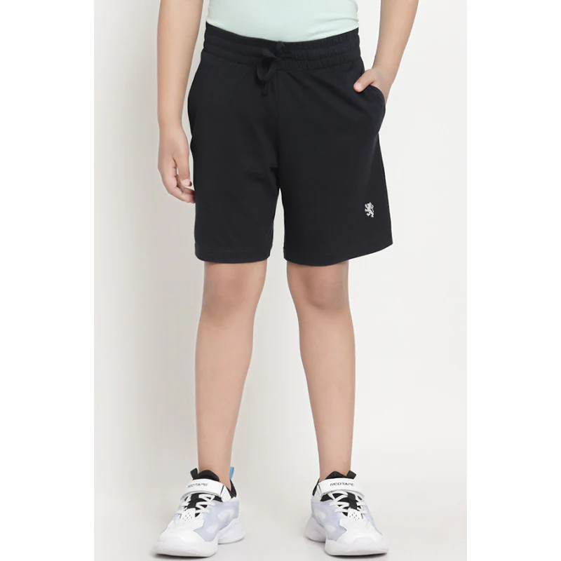 Boys Navy Solid Activewear Shorts