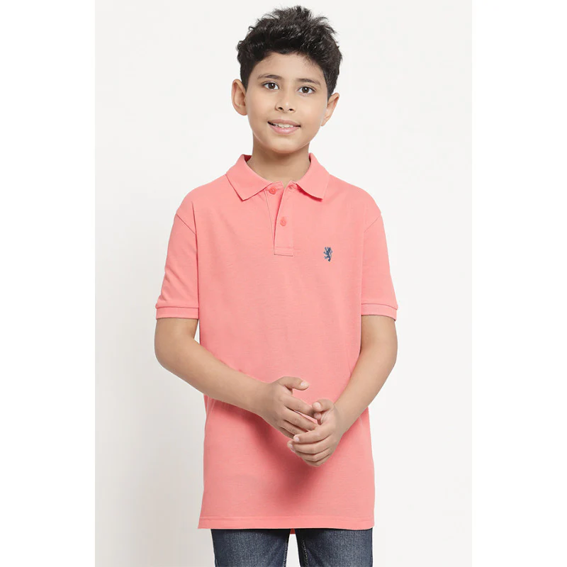 Boys Peach Solid T-Shirt