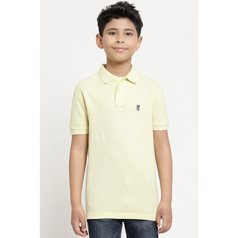 Boys Yellow Solid T-Shirt