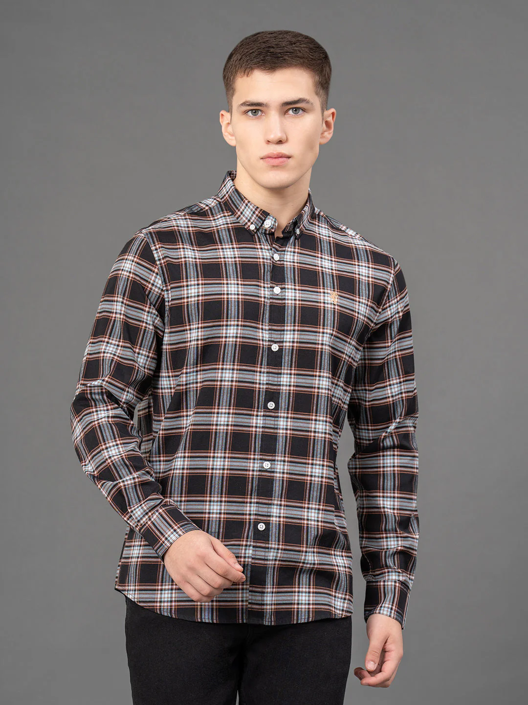 Brown Checked Shirt for Men