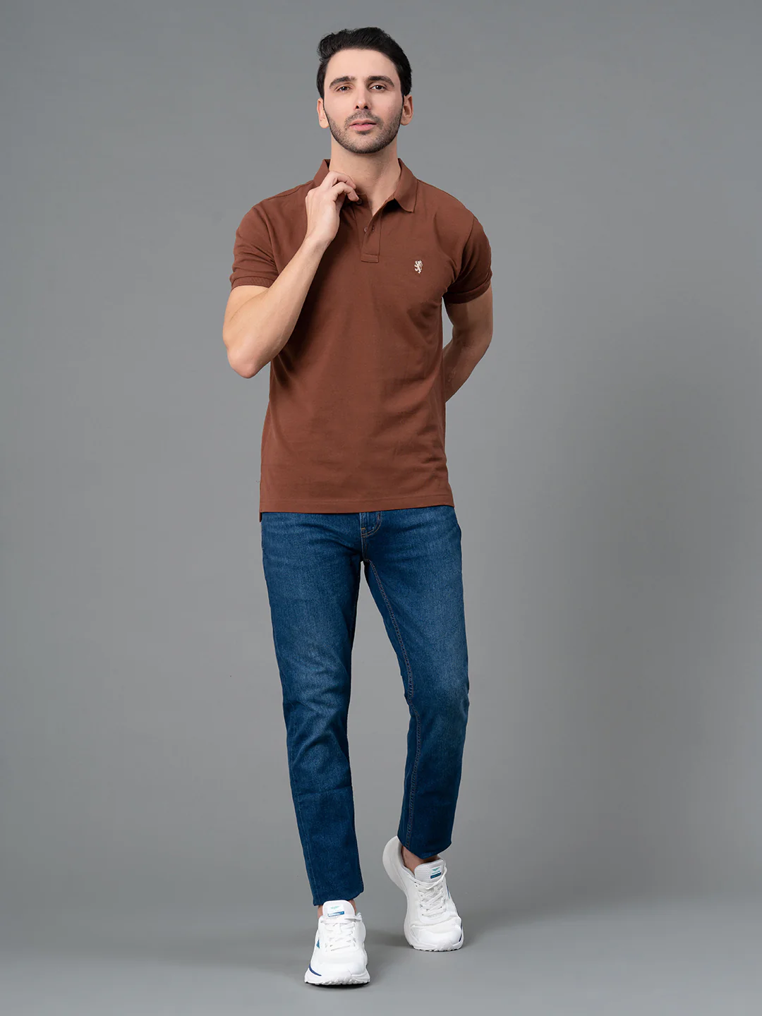 Brown Men Polo T-Shirt - Image 5