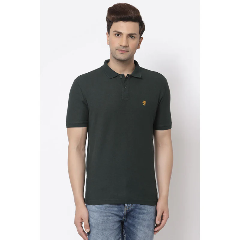 Dark Green Solid Pure Cotton Men's T-Shirt