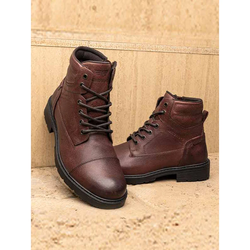 Genuine Leather Ankle Length Boots for Men | Soft Cushioned Insole, Slip-Resistance, Dynamic Feet Support, Arch Support & Shock Absorption