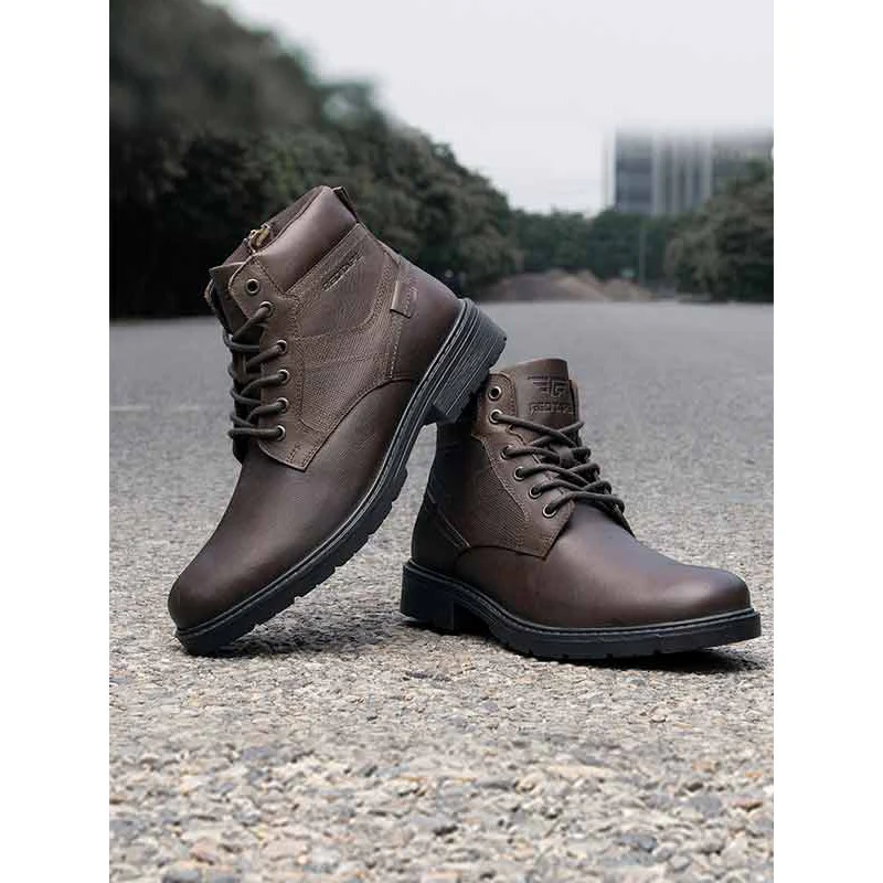 Genuine Leather Ankle Length Boots for Men | Soft Cushioned Insole, Slip-ResisTance, Dynamic Feet Support, Arch Support & Shock Absorption