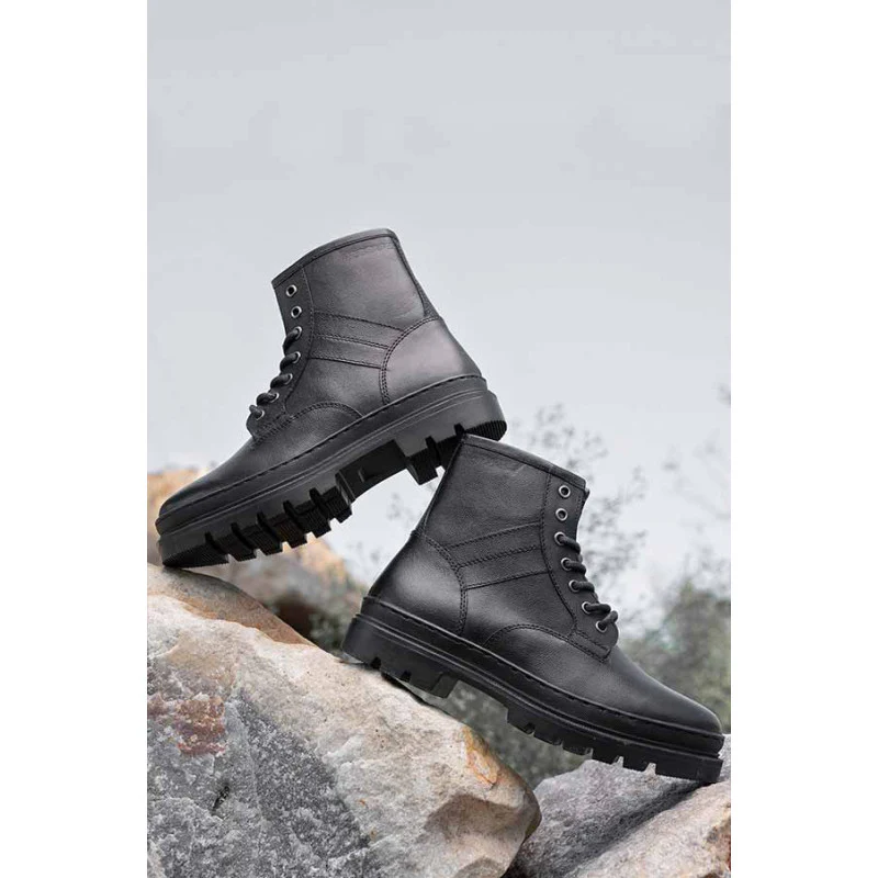 Genuine Leather Biker Boots for Men | Comfortable & Lace-Up