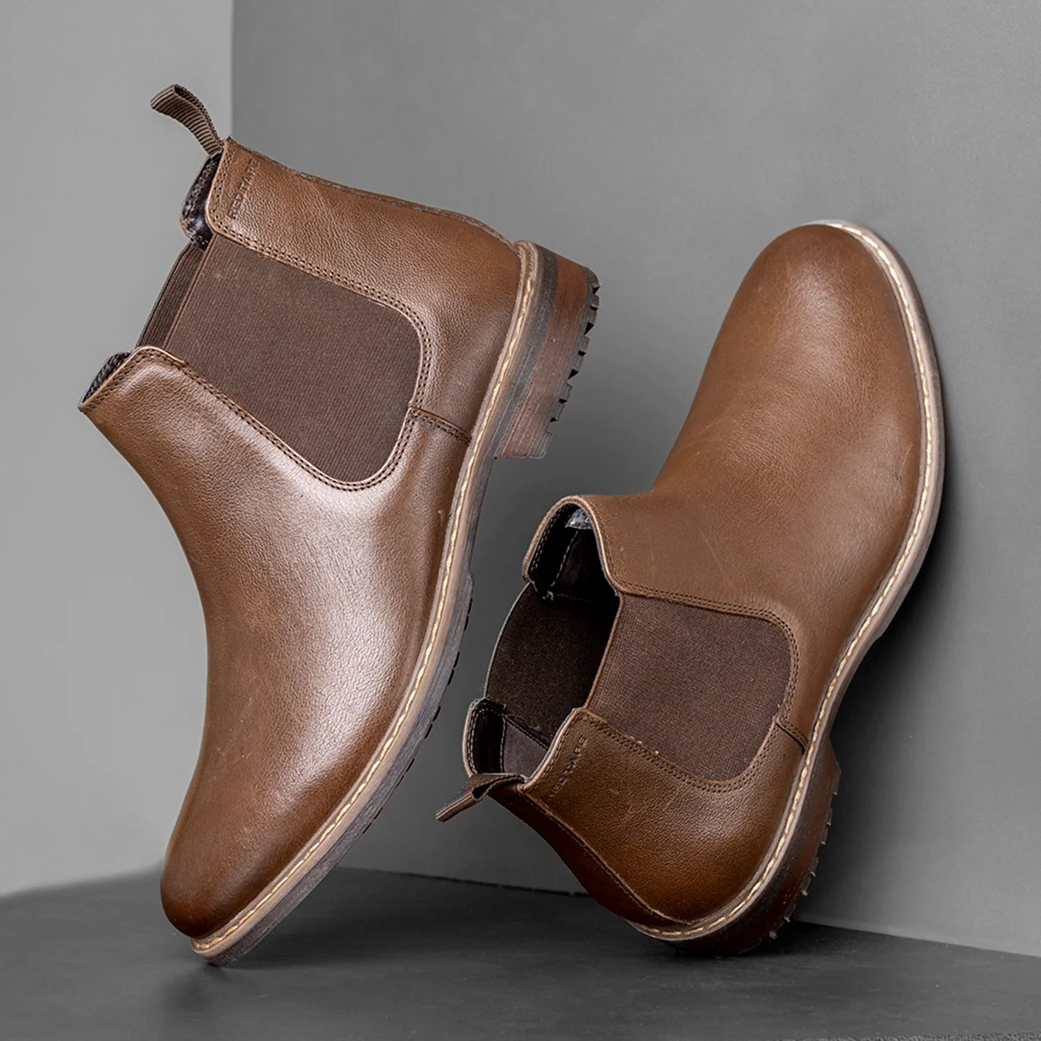 Genuine Leather Chelsea Boots for Men | Soft Cushioned Insole, Slip-Resistance, Dynamic Feet Support, Arch Support & Shock Absorption