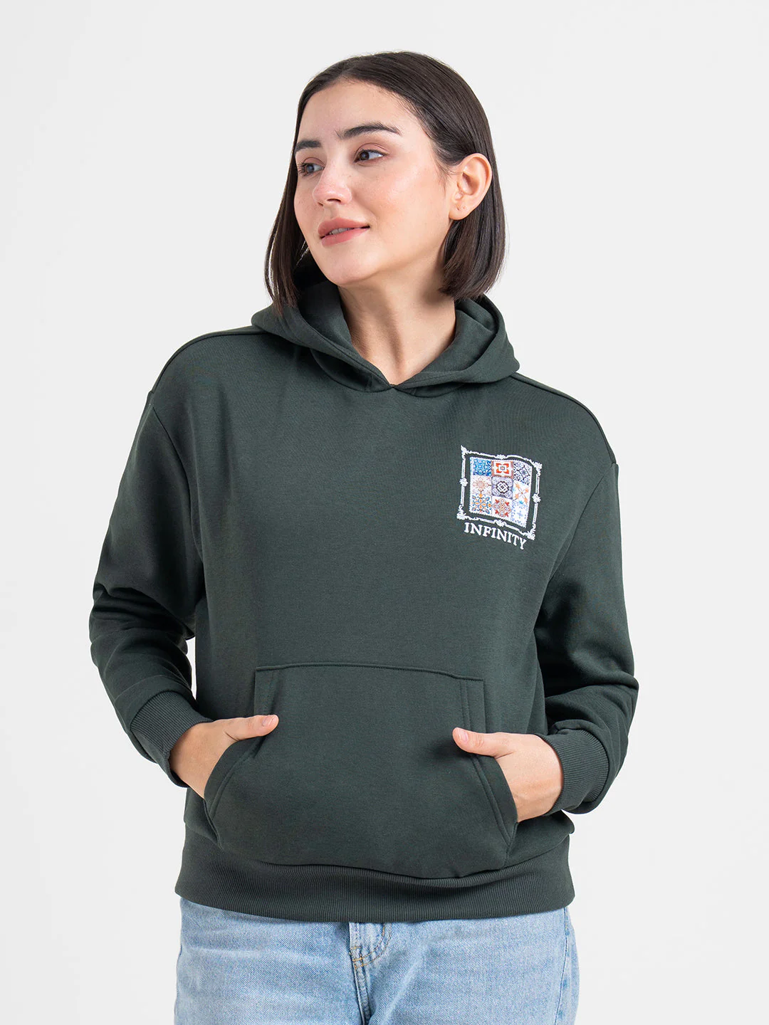Green Graphic Hoodie for Women | Winter Essential - Image 8