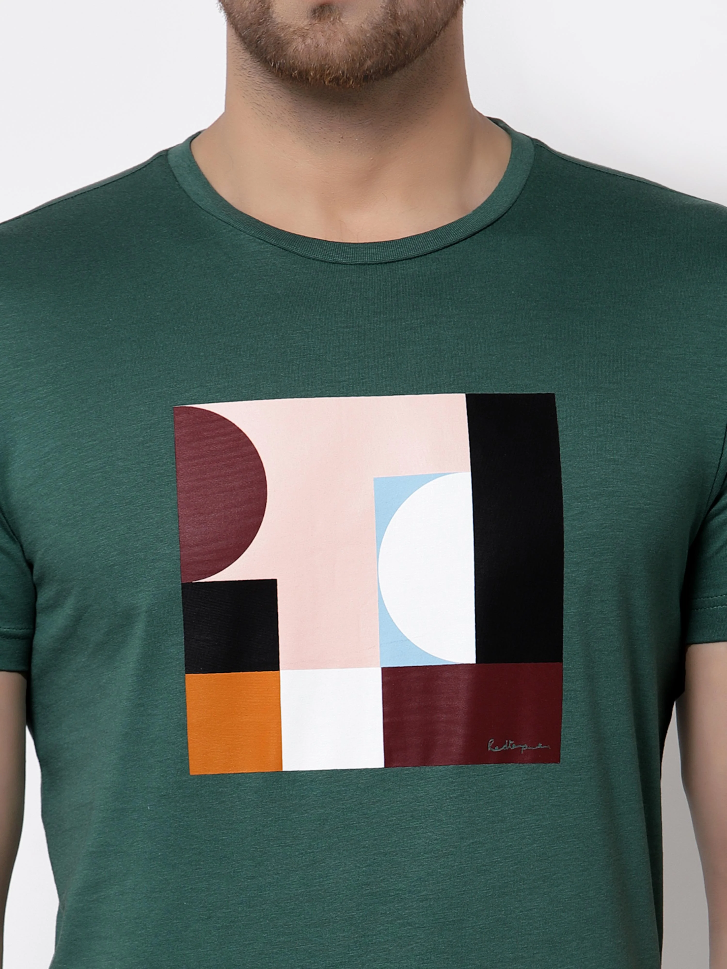 Green Graphic Print Pure Cotton Men's T-Shirt - Image 4