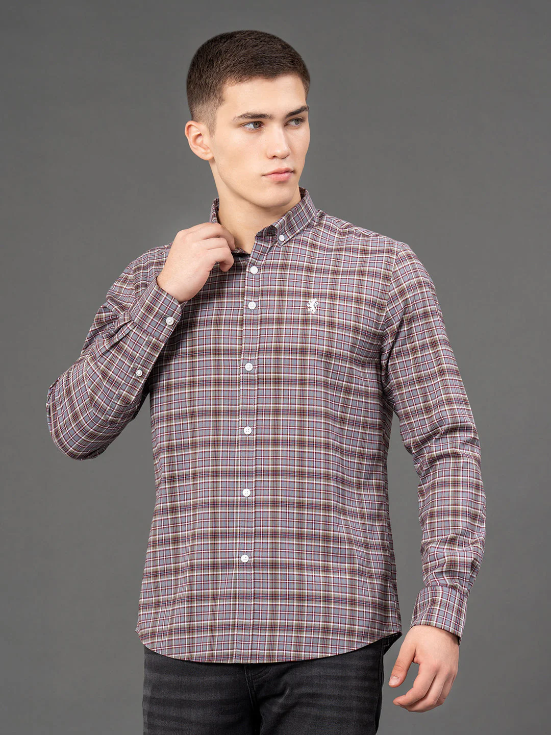 Grey Checked Shirt for Men