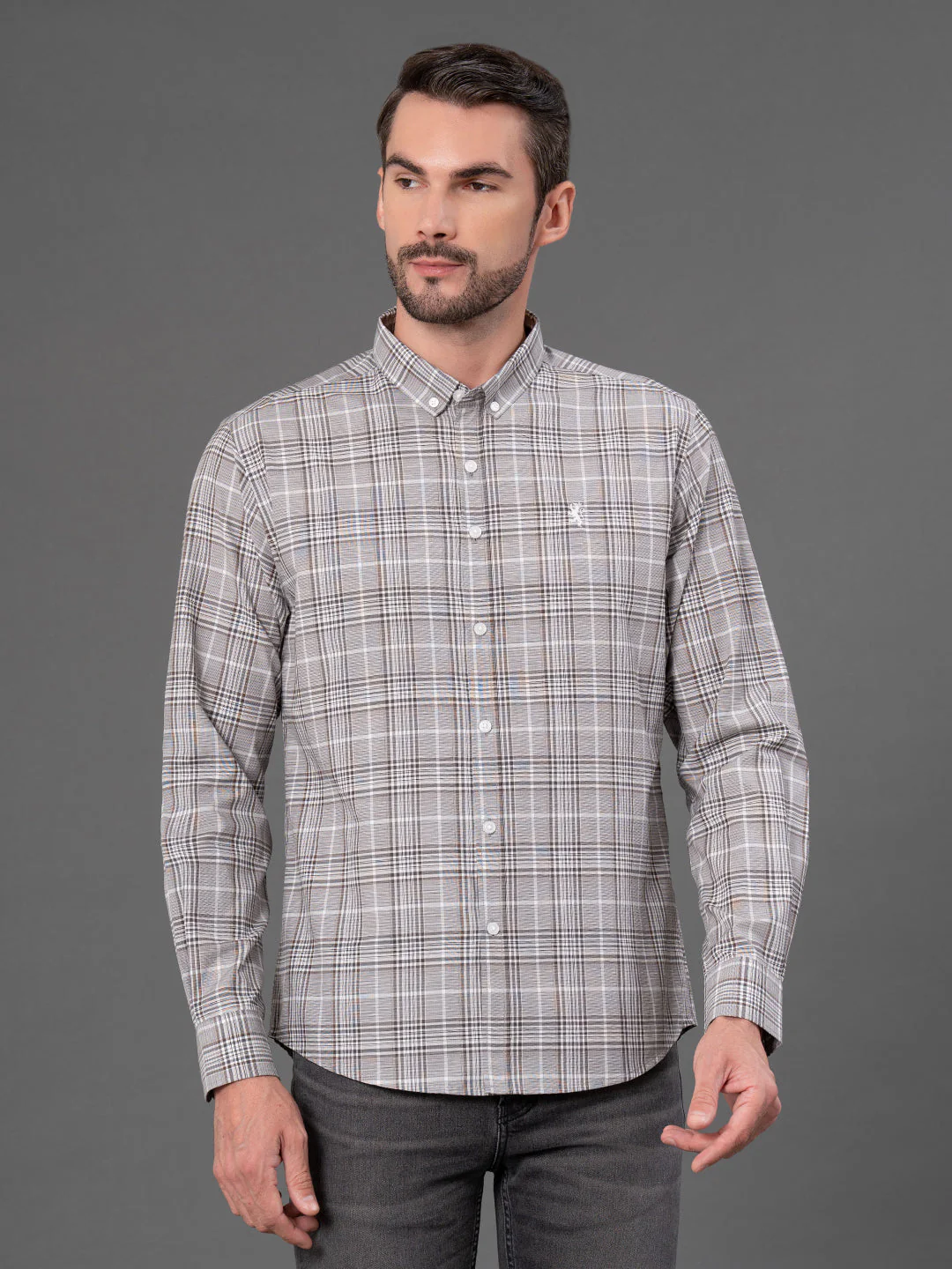 Grey Checked Shirt for Men