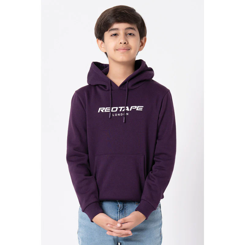 Kids Unisex Dark Purple Printed Hoodie