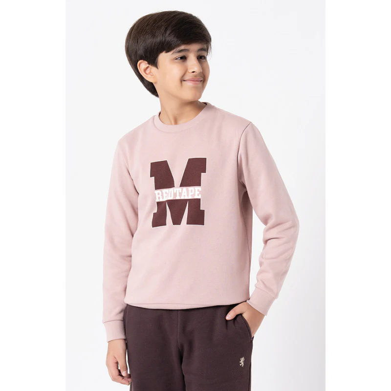 Kids Unisex Dusky Pink Graphic Print Sweatshirt