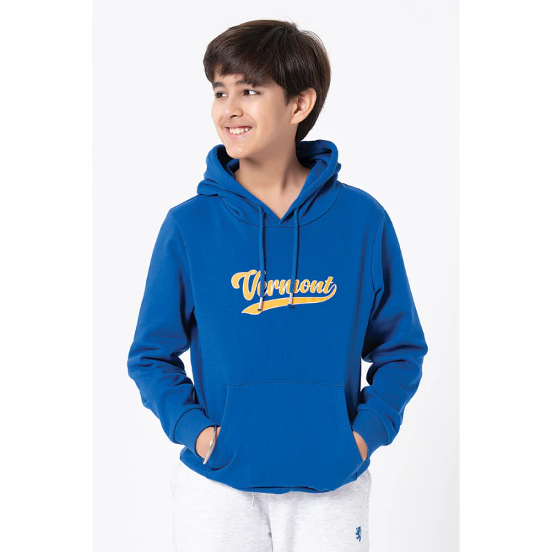 Kids Unisex Electric Blue Printed Hoodie