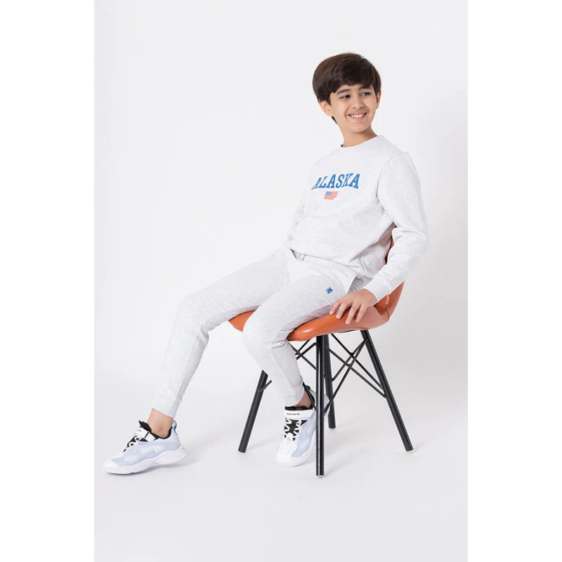 Kids Unisex Light Grey Melange Graphic Print Sweatshirt - Image 10