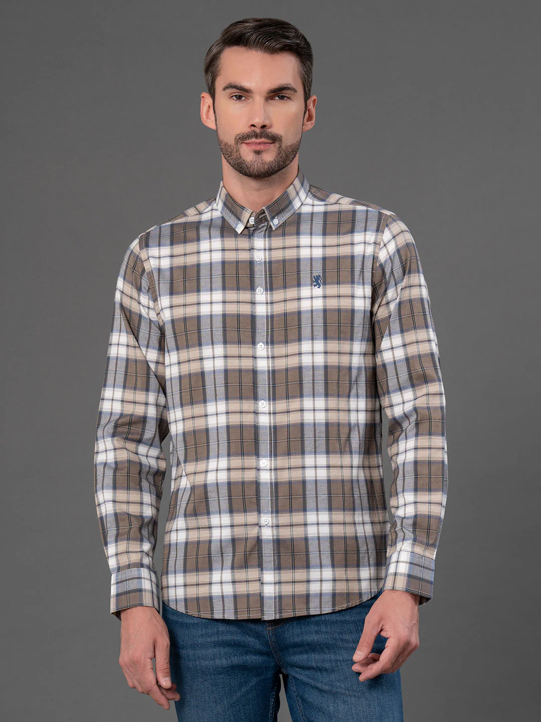 Light Brown Striped Shirt for Men