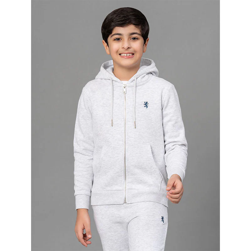 Light Grey Melange Hoodie for Boys