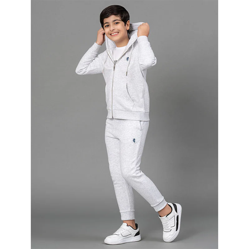 Light Grey Melange Hoodie for Boys - Image 5