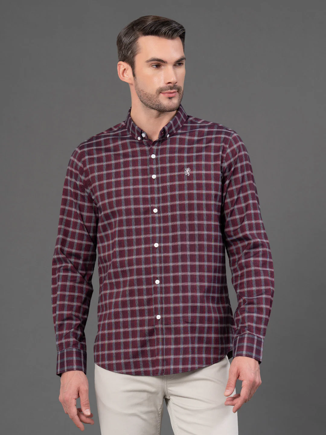 Maroon Checked Shirt for Men