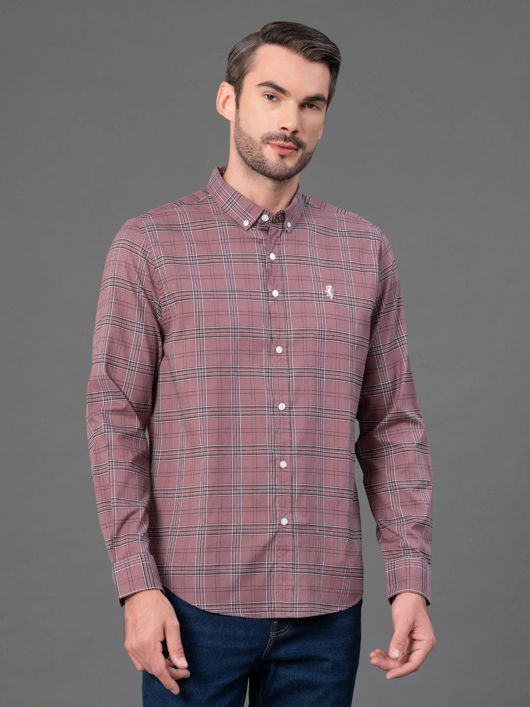 Mauve Checked Shirt for Men