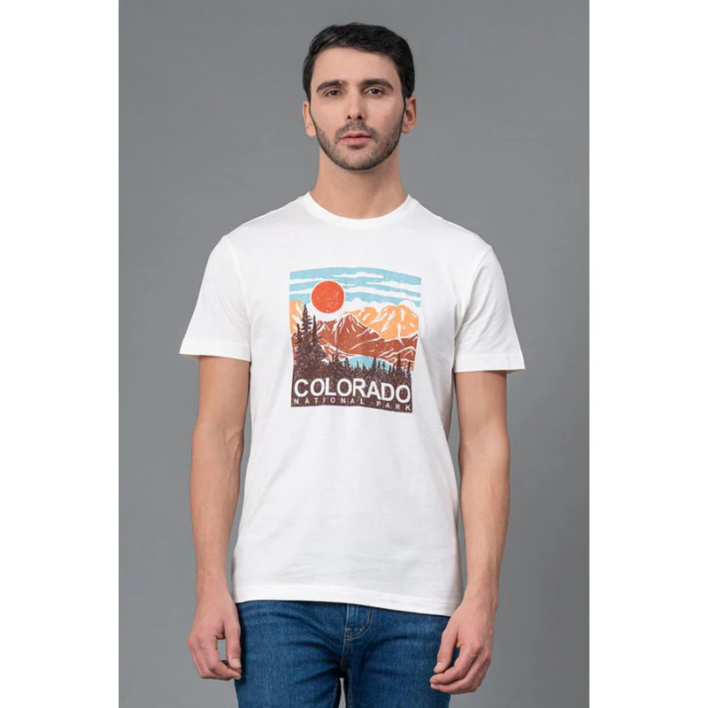 Men Casual Round Neck Printed T-Shirt