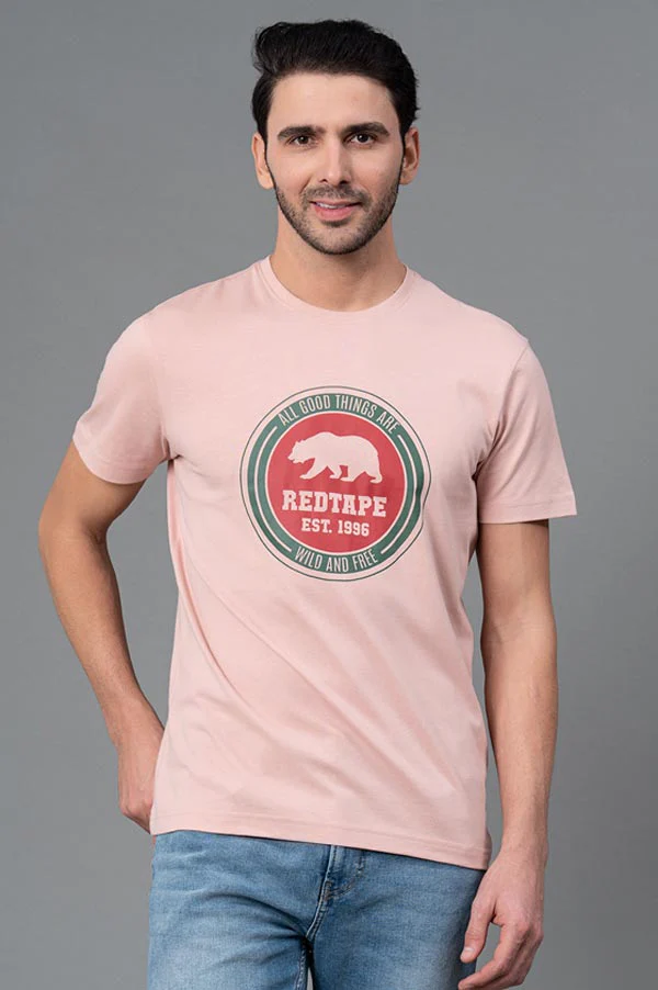 Men Casual Round Neck Printed T-Shirt