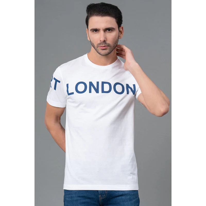 Men Casual Round Neck White T-Shirt