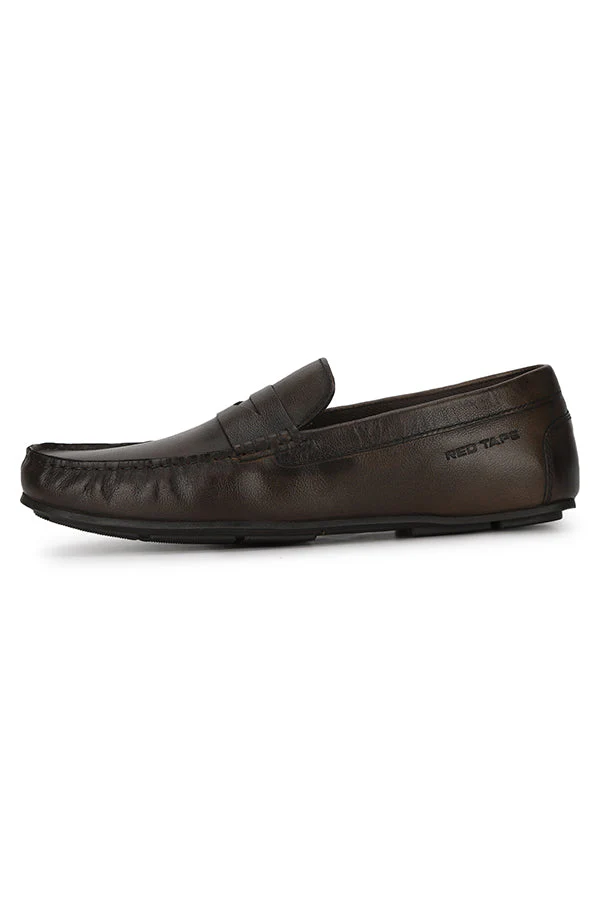 Men Dark Brown Driving Shoes - Image 3