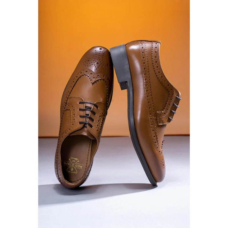 Men Tan Brogue Shoe