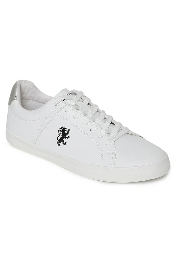 Men White & Silver Sneakers