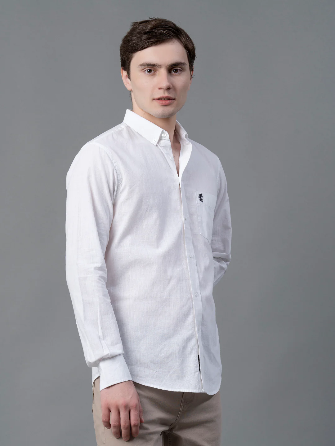 Men White Solid Shirts