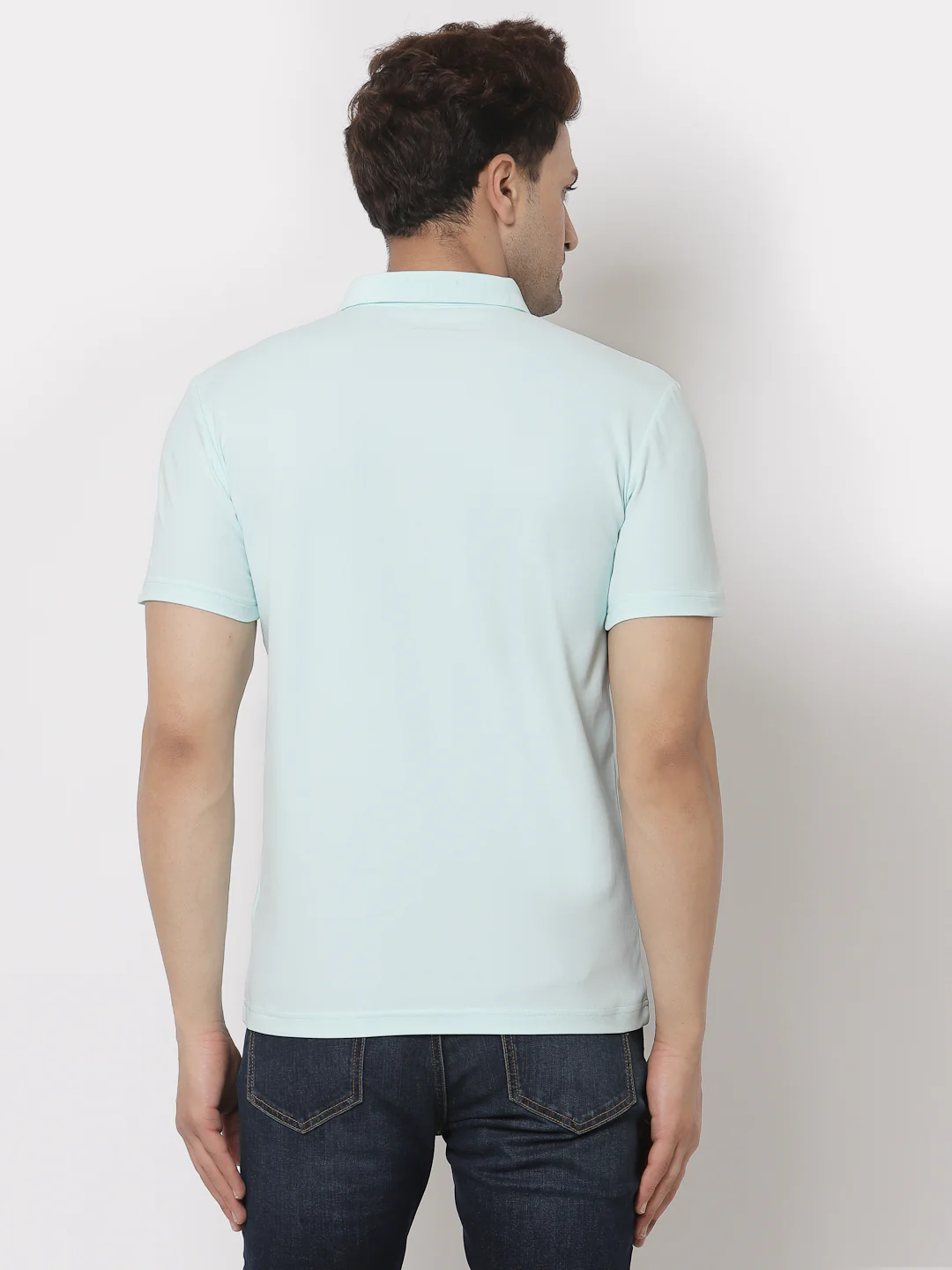 Men Aqua Polo Neck T-Shirt - Image 3