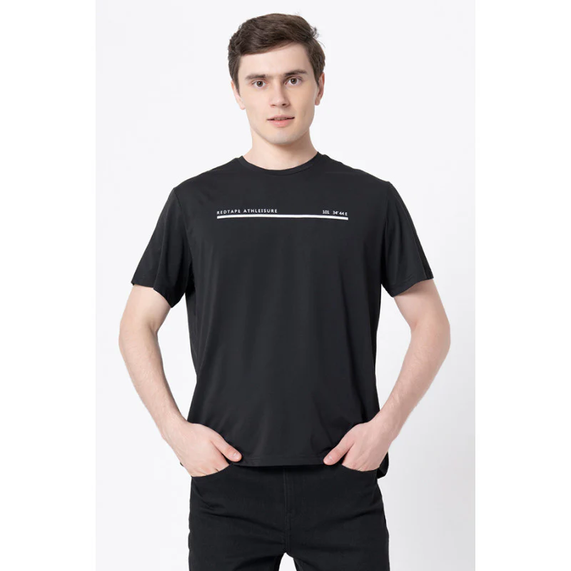 Men's Black Graphic Print Activewear T-Shirt