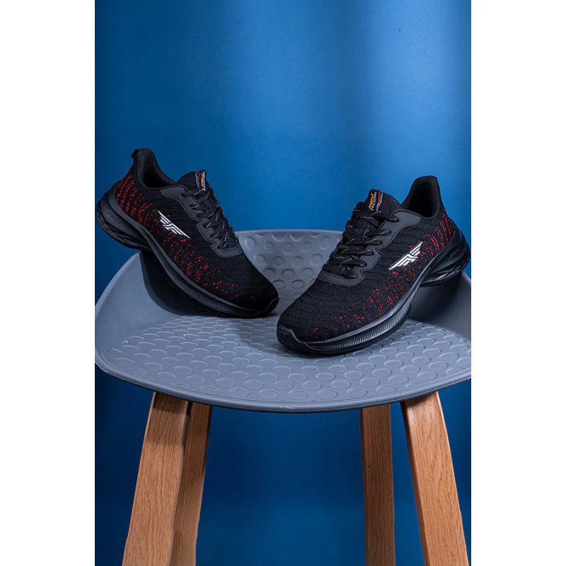 Men's Black & Red Walking Shoes
