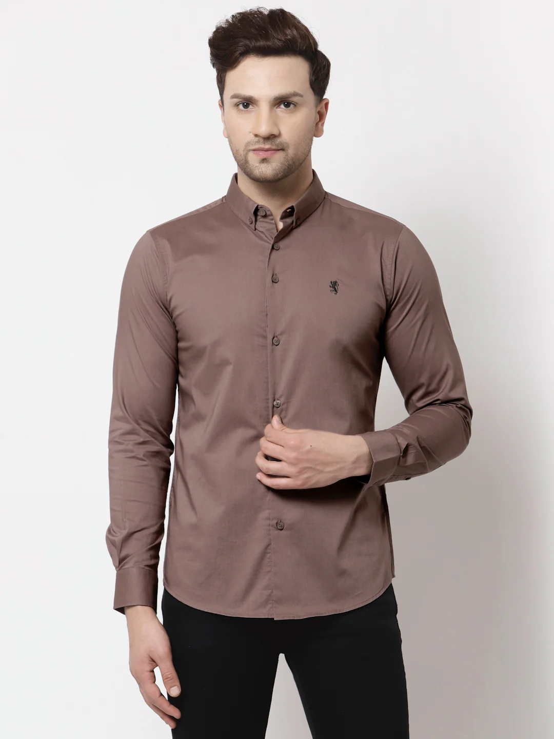 Men Brown Solid Shirt