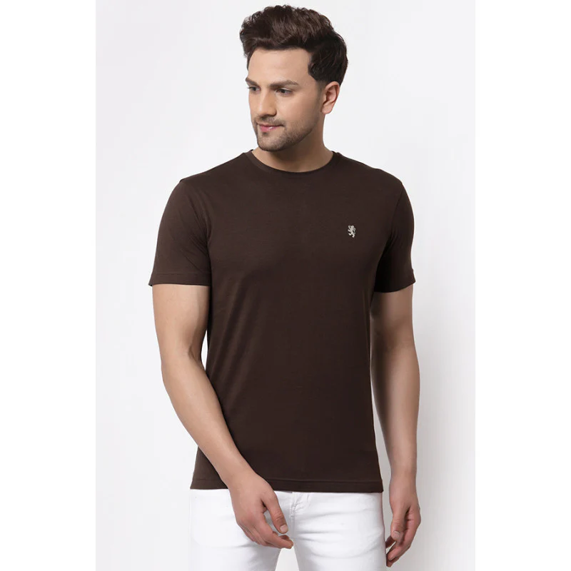 Men's Brown Round Neck T-Shirt