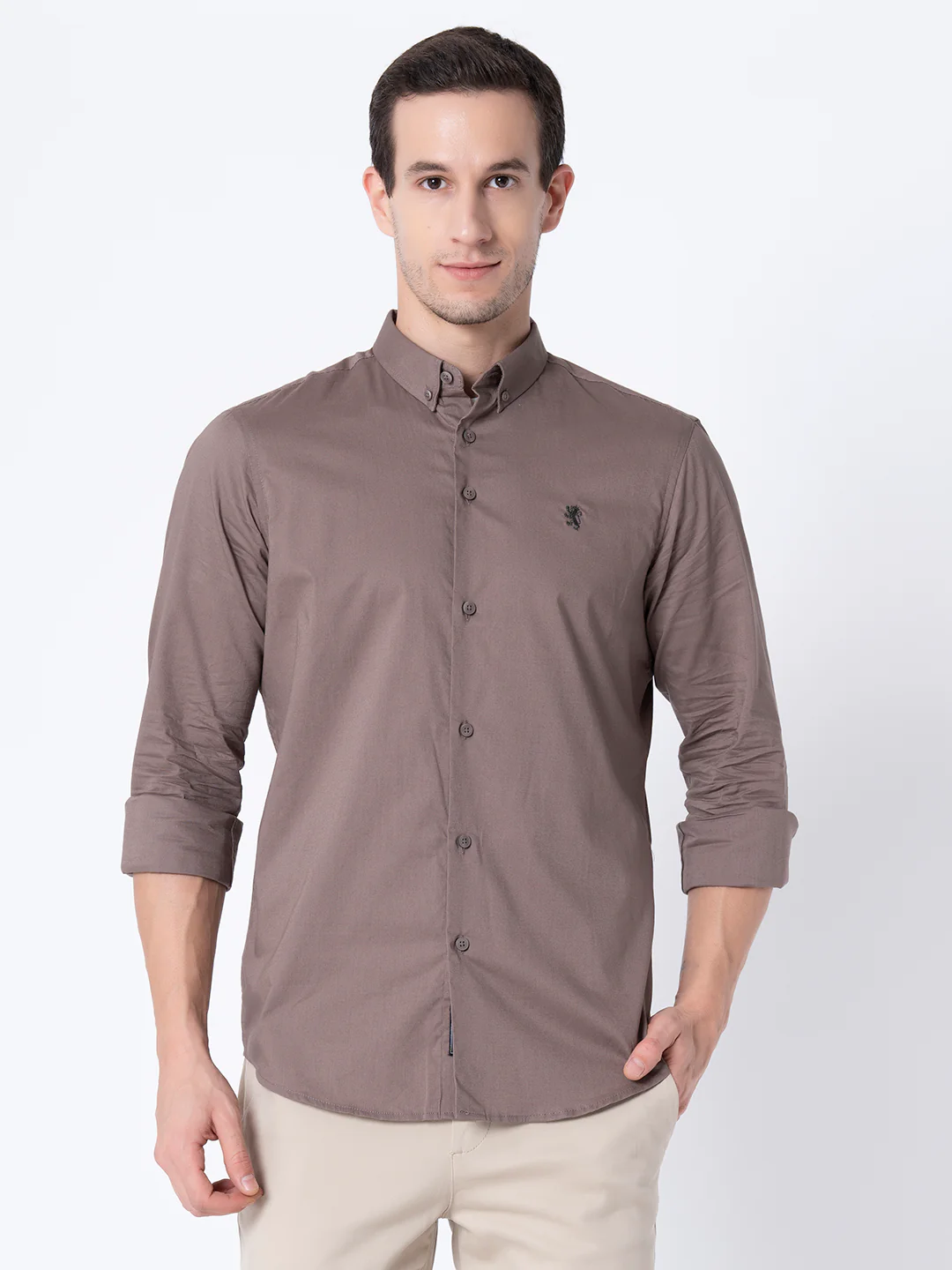 Men Brown Solid Shirts