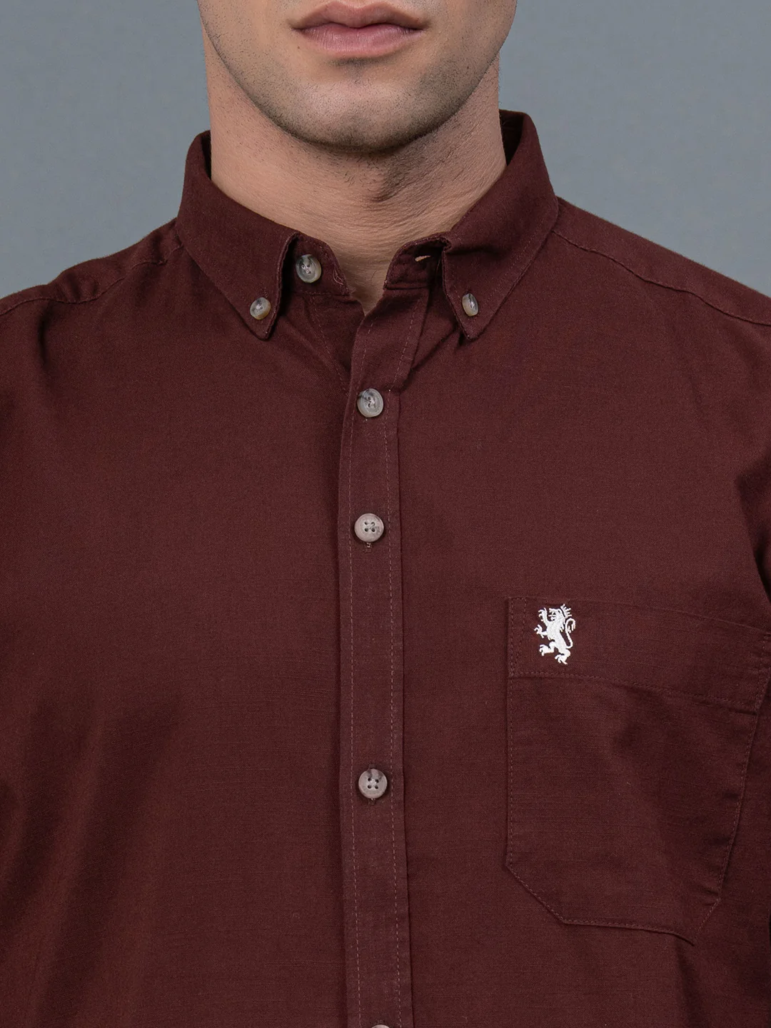 Men's Casual Burgandy Shirt - Image 4