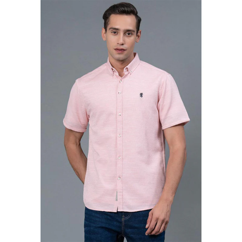 Men's Casual Peach Color Shirt