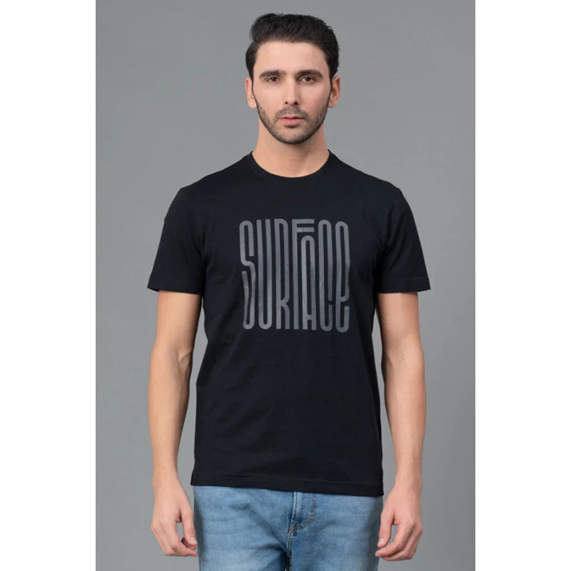 Mens Casual Round Neck Classic Black T-Shirt