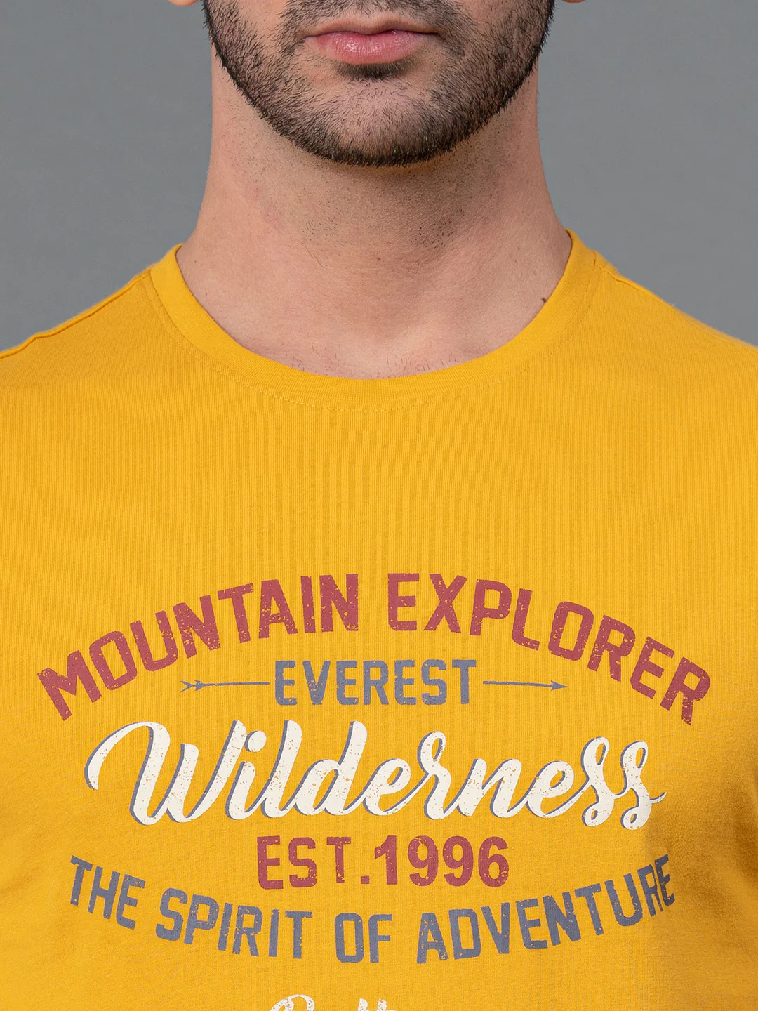 Men's Casual Round Neck Yellow T-Shirt - Image 4